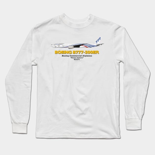 Boeing B777-300ER - Boeing "House Colours" Long Sleeve T-Shirt by TheArtofFlying